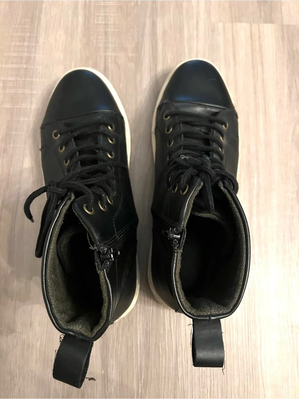 Seven 91 Men’s Black High Top Casual Sneakers Size 11 (EU 44.5) Side Zip Lace Up